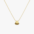 Aurora Shell Gold necklace with 18K gold plated 925 silver seashell pendant on chain.