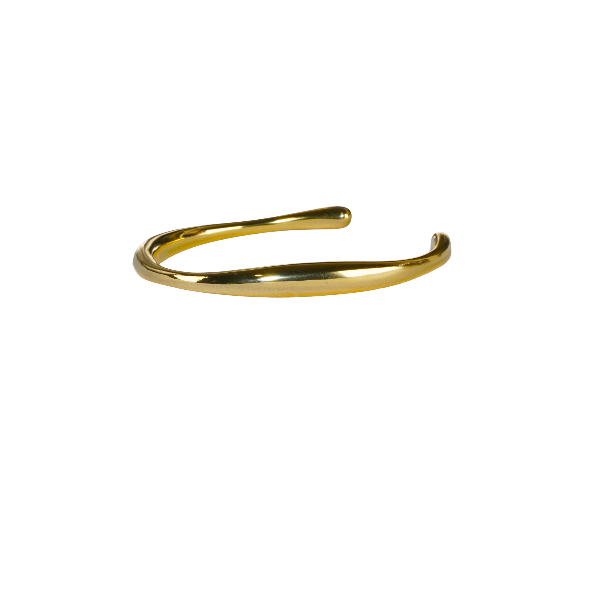 Eloise Twisted Bangle, an 18K gold plated 925 silver bangle with a twisted design, shown at an angle.