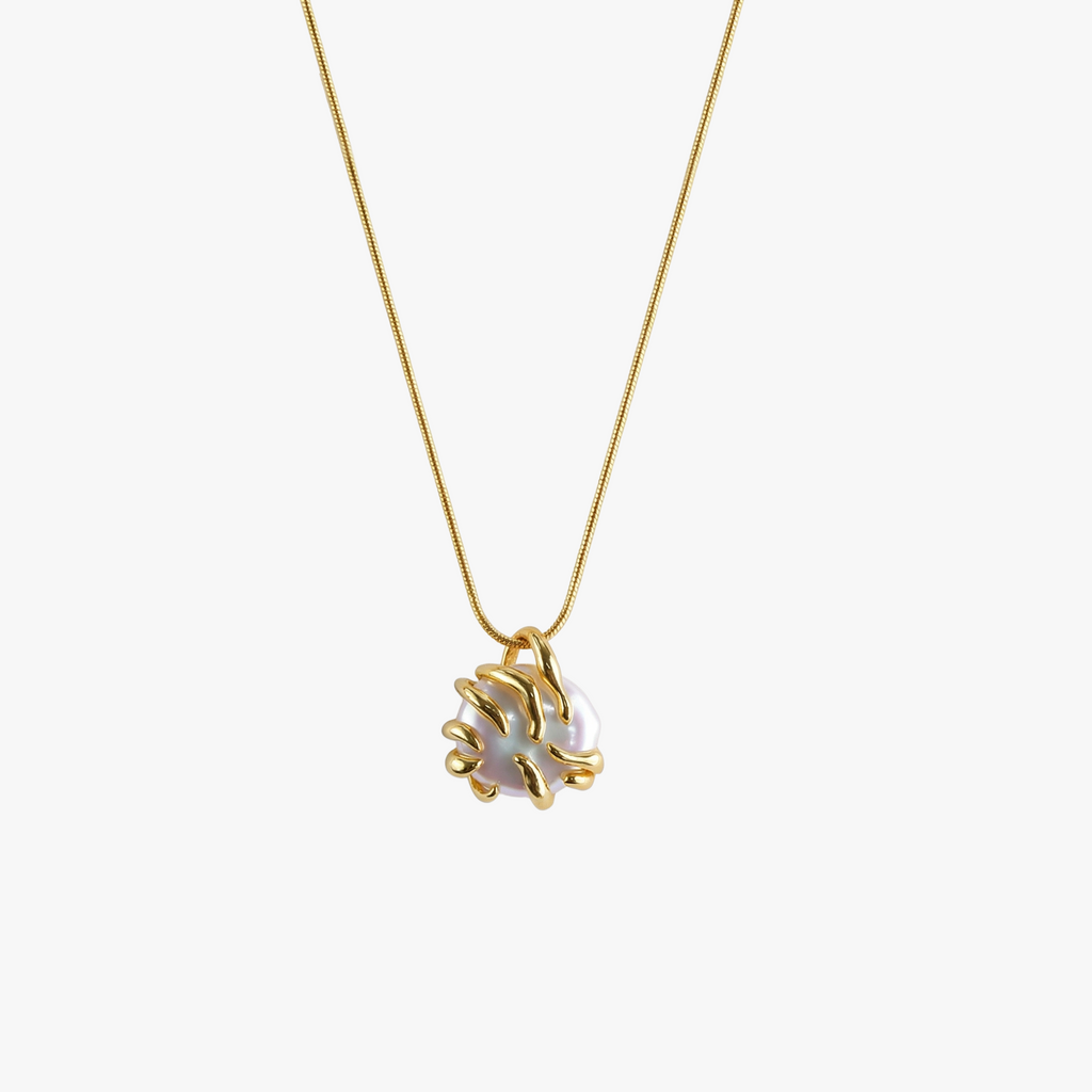 # Calypso Gold necklace with baroque pearl pendant on 18K gold plated silver chain