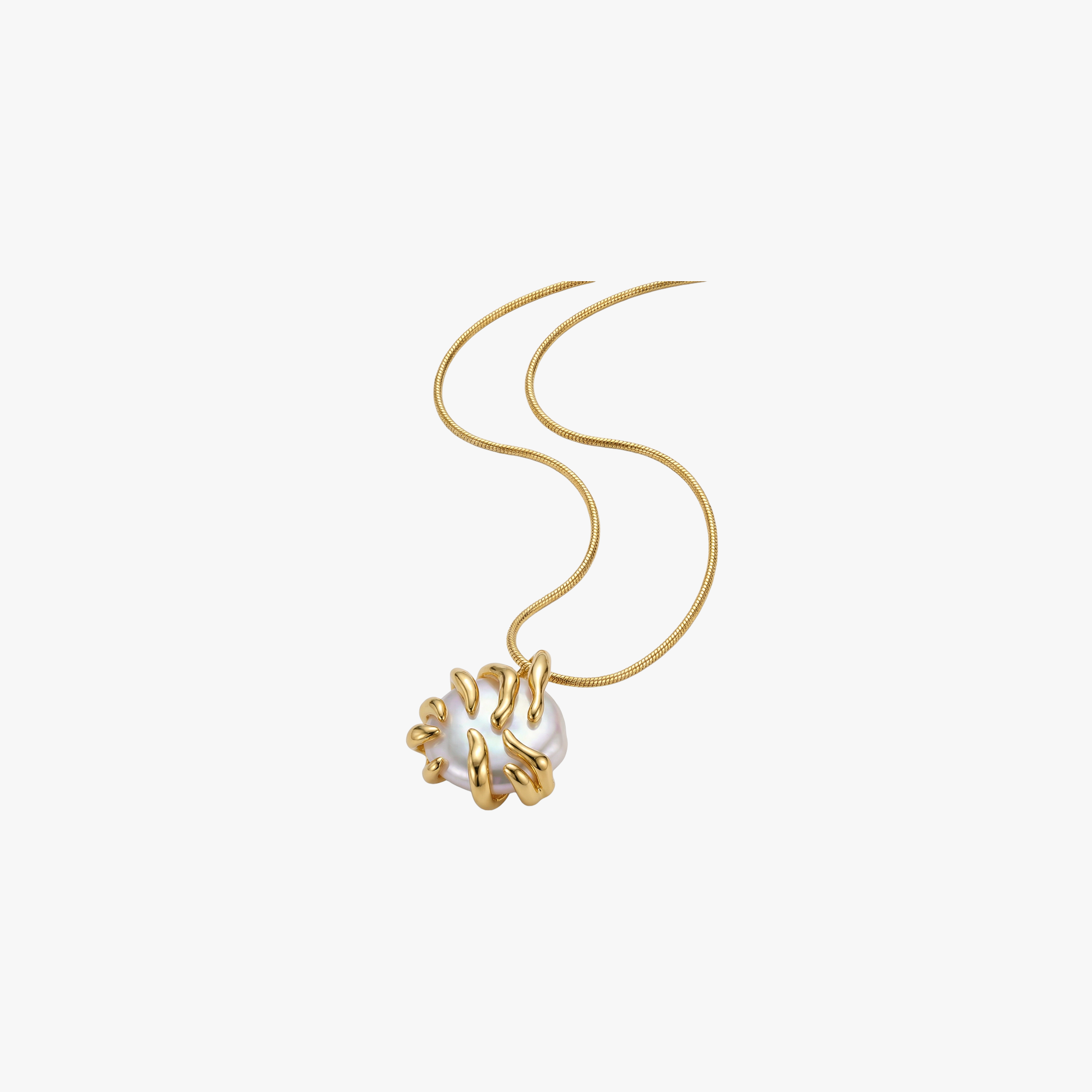 # Calypso Gold necklace with intertwined gold-plated silver links and white ceramic elements