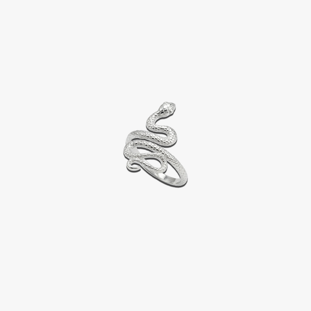 # Cobra Ring in 925 Silver with detailed snake design and textured scales