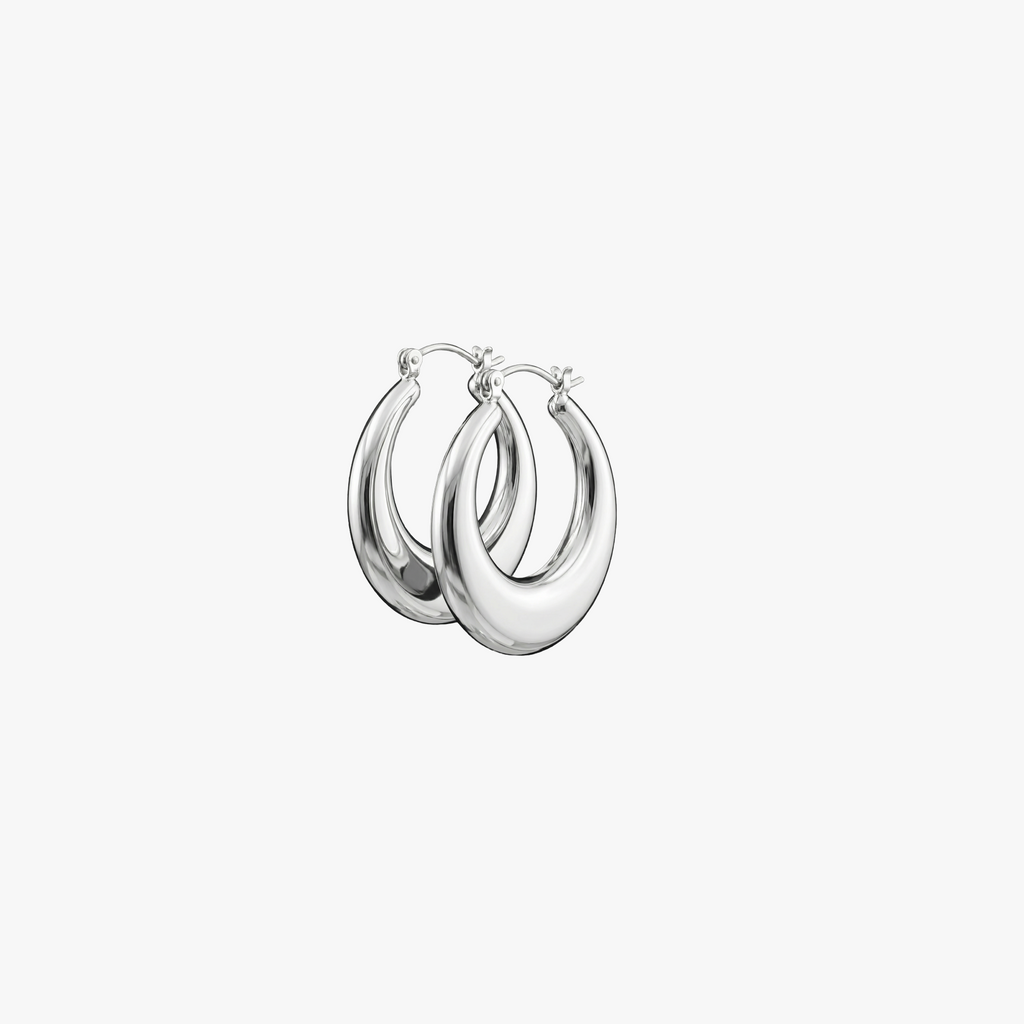 Hoop earrings, silver, stainless steel