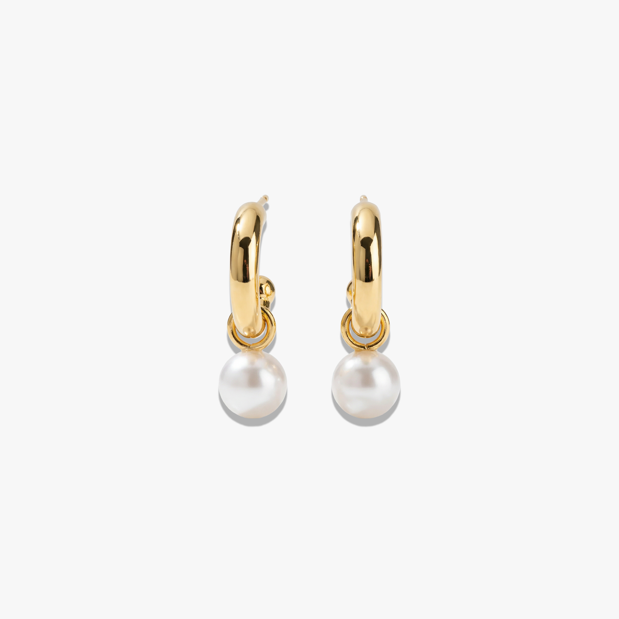 # Greta Earrings - 18K Gold Plated 925 Silver Hoop Earrings with White Pearl Drops