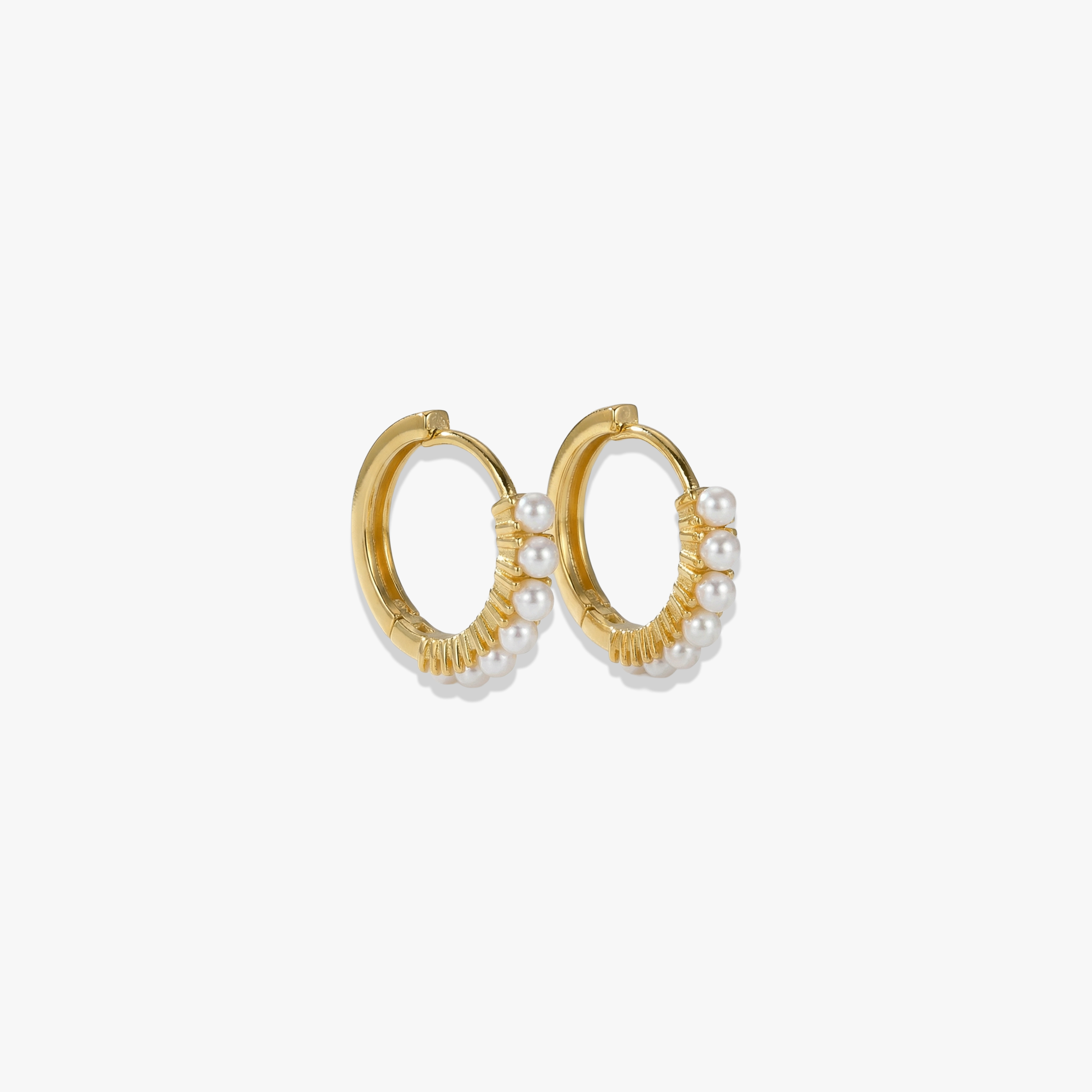 # Ilan Huggies Earrings in 18K Gold Plated 925 Silver with White Pearls