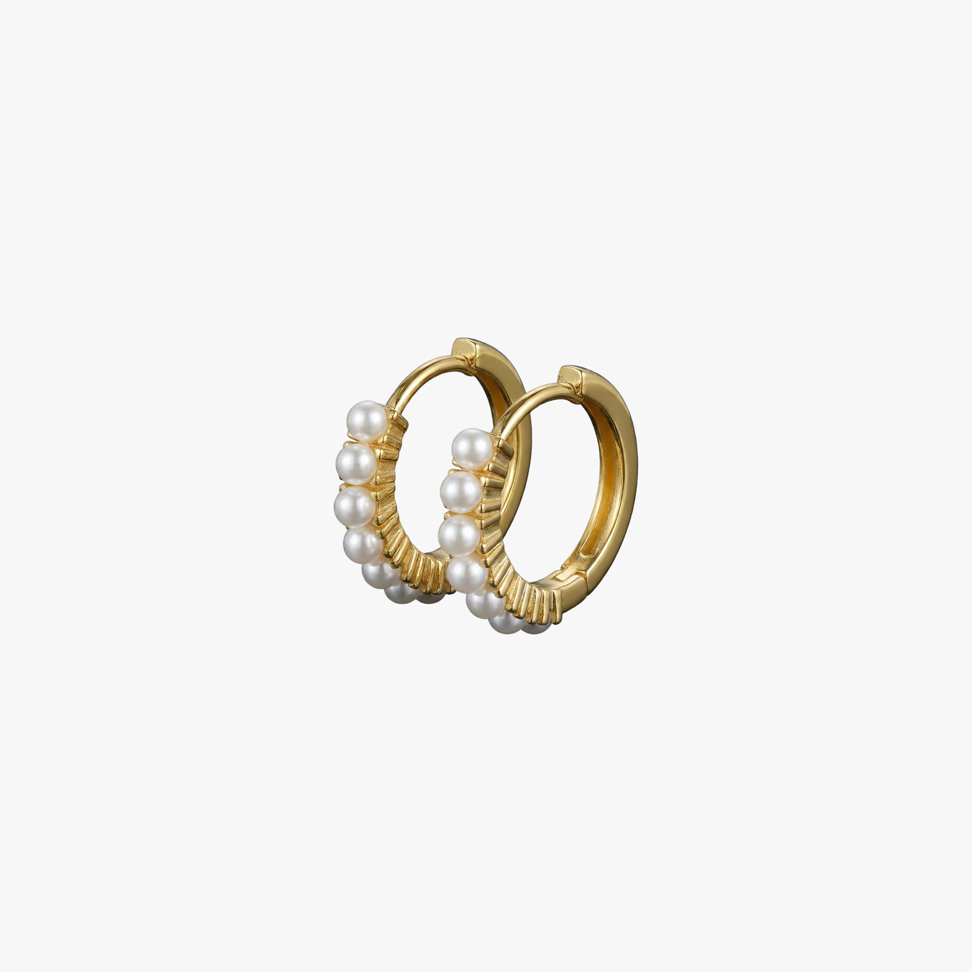 # Ilan Huggies Earrings - 18K Gold Plated 925 Silver Hoops with White Pearls