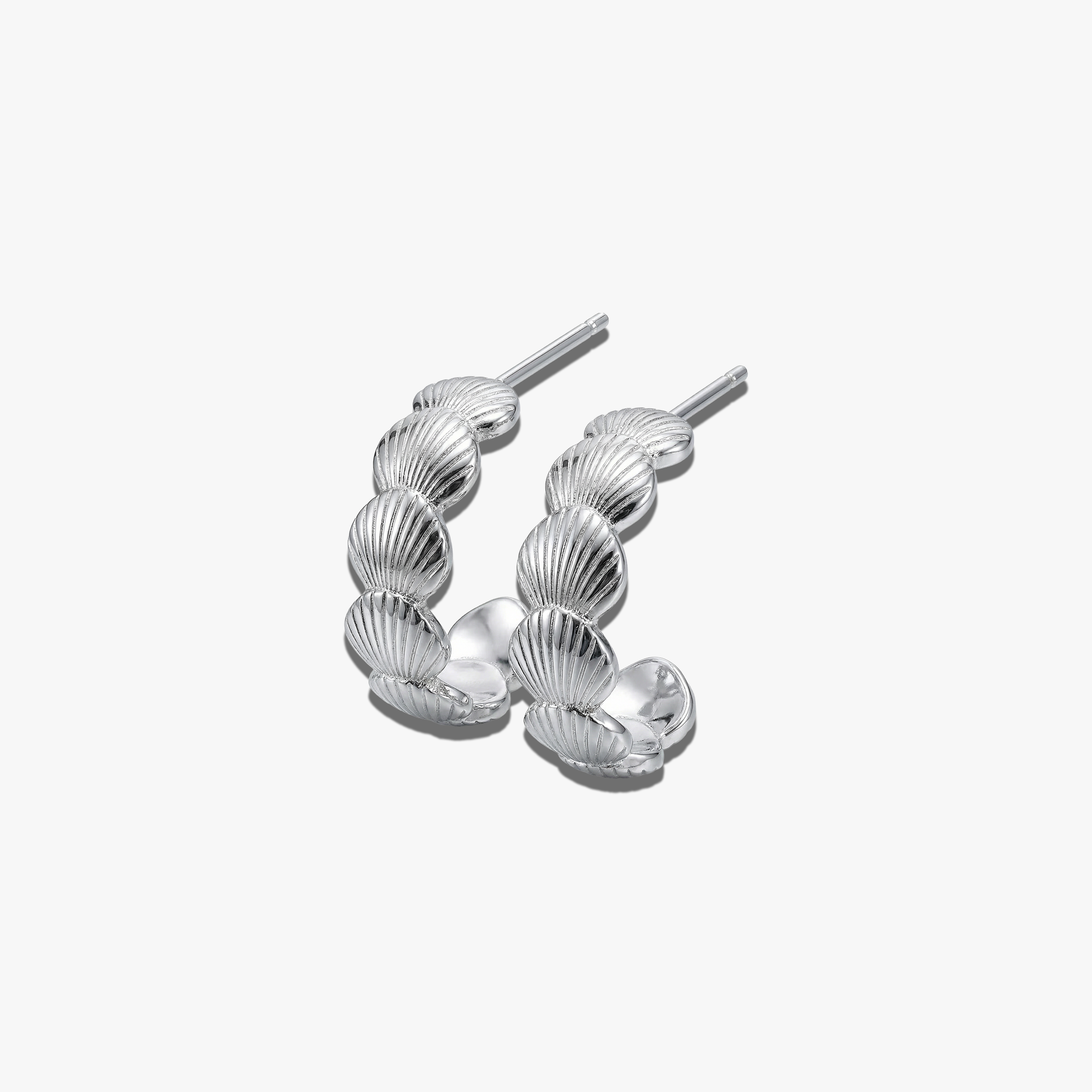 # Isla Hoops-Silver 925 Silver Earrings with Shell-Inspired Design and Silver Plating