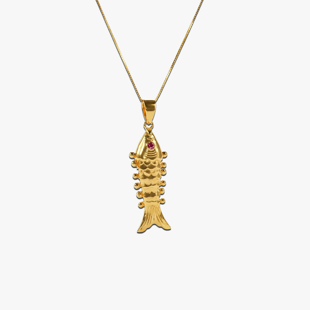 # Kai Glow 18K Gold Plated 925 Silver Fish Pendant Necklace with Ruby Eye