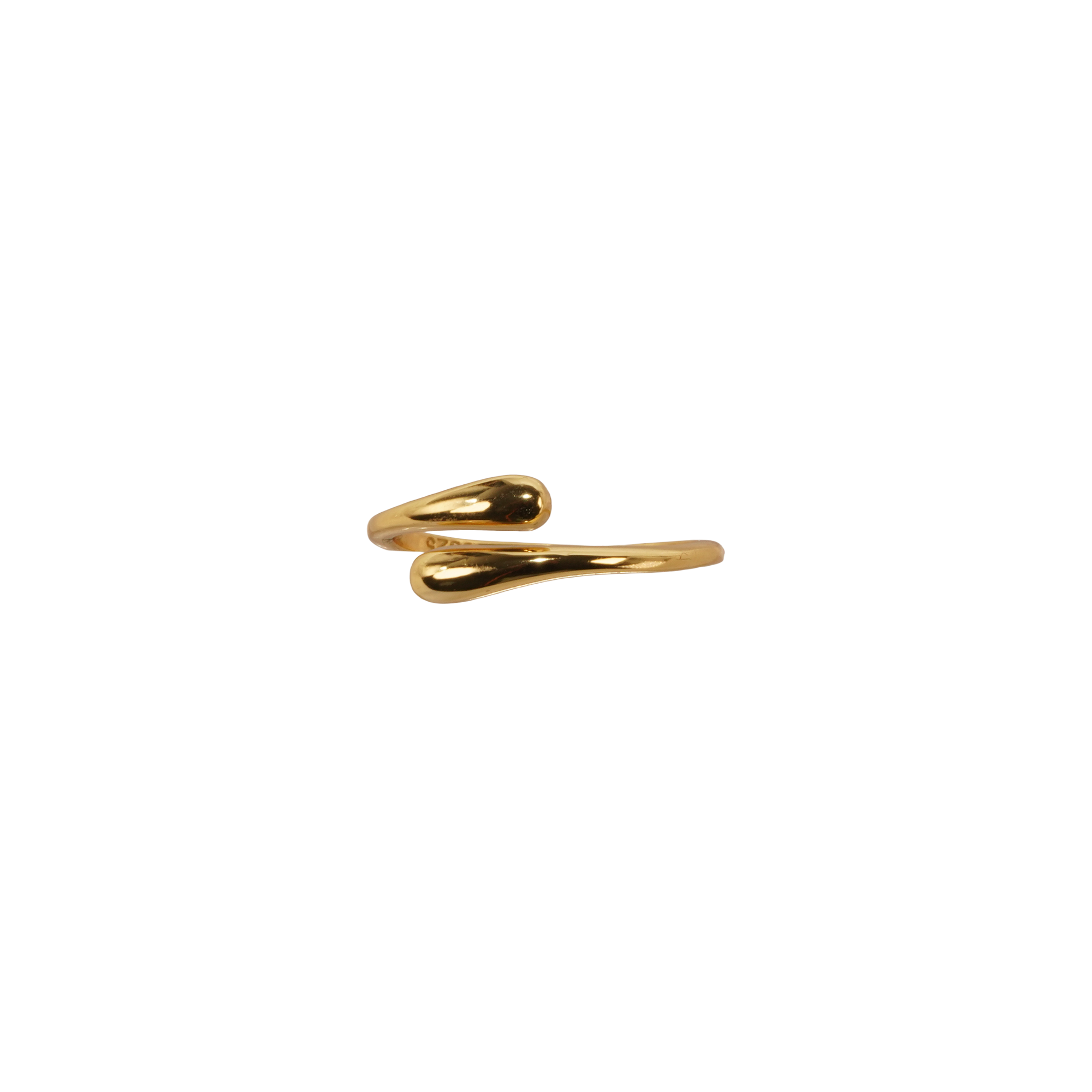 Stellar Arc Ring - 18K Gold, an 18K gold plated 925 silver ring, shown from a side angle with smooth, tapered ends.