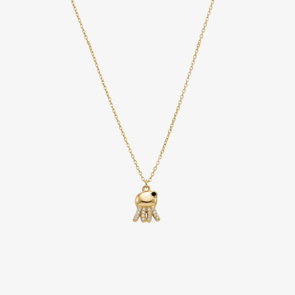 Octopus necklace, pendant, 18k gold