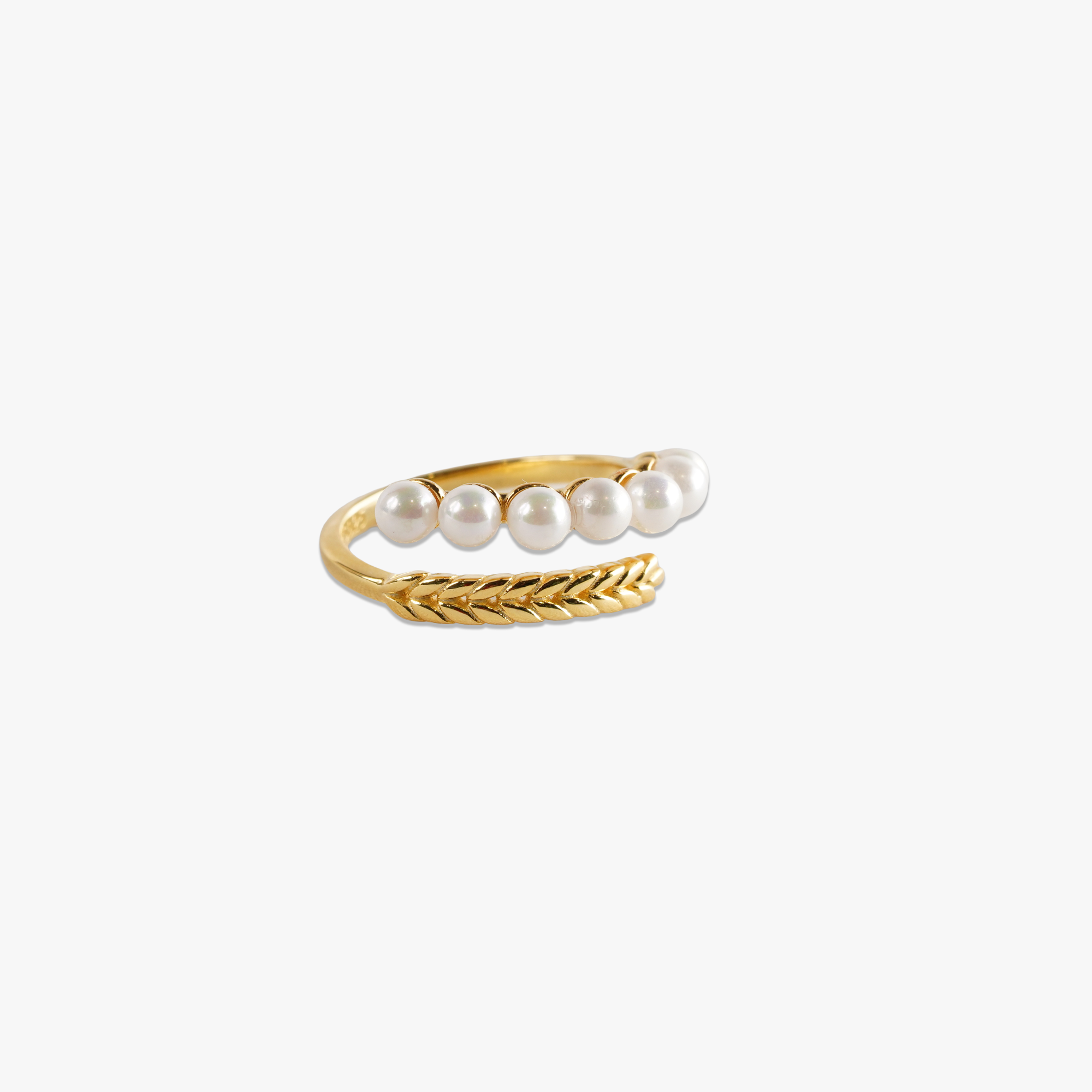 # Pearlflow Ring in 18K gold-plated 925 silver with pearls and wheat design