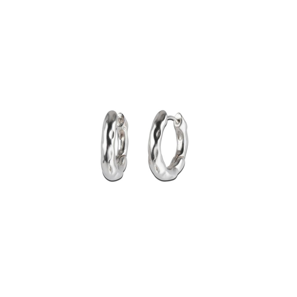 # Frosted Oval Earrings in 925 Silver with Silver Plating, Polished Hoop Design
