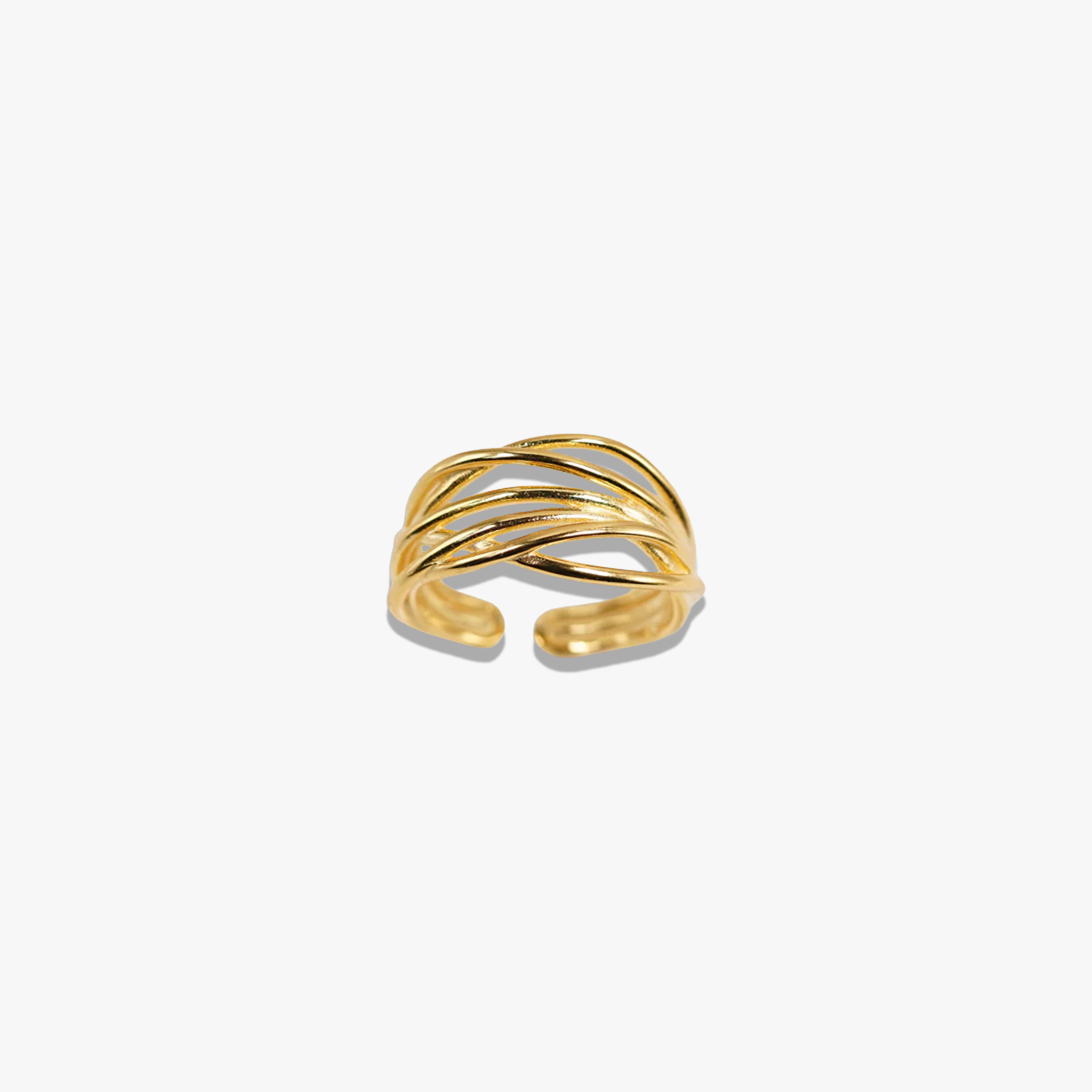 # Raven Twisted Gold Ring - 925 Silver with 18K Gold Plating and Twisted Band Design