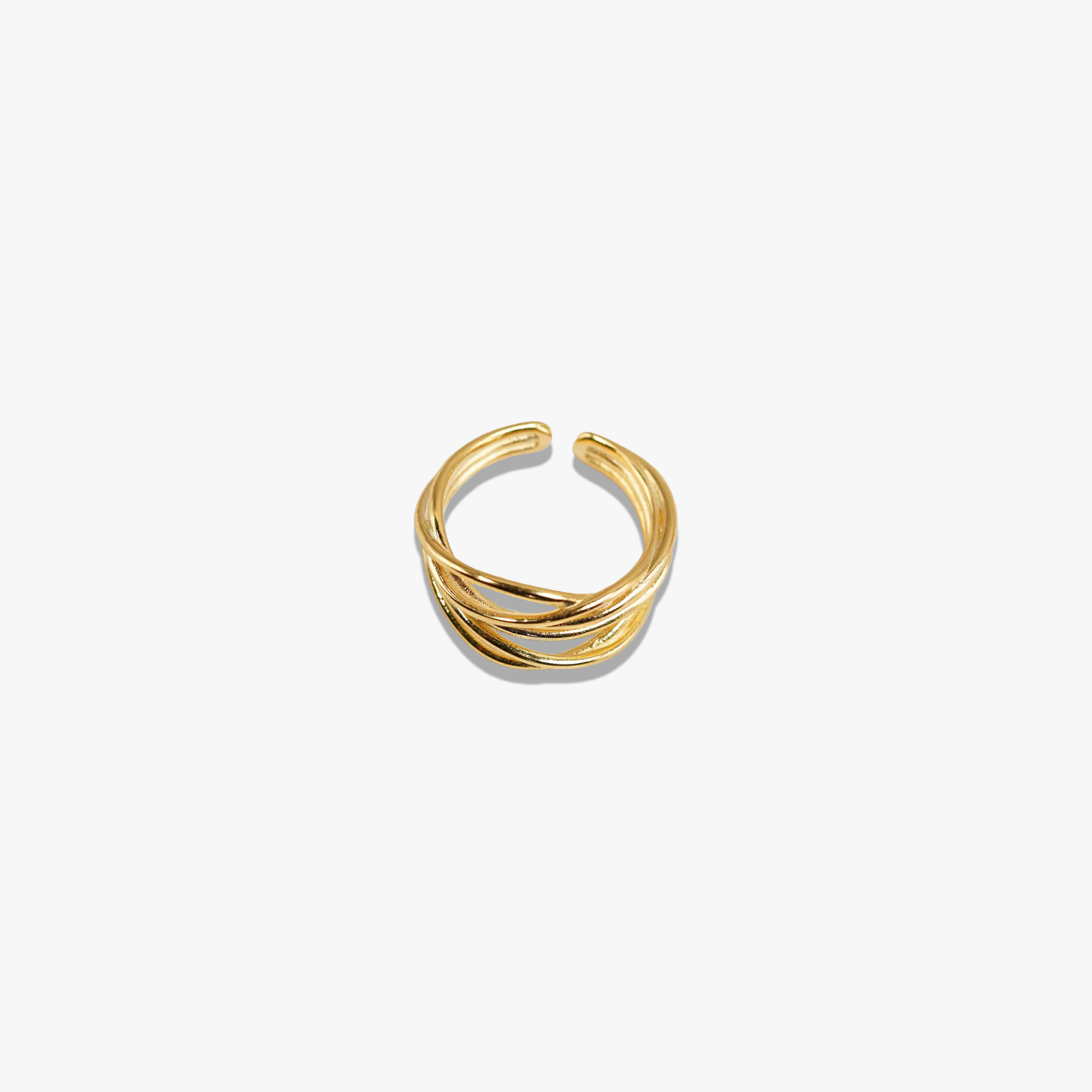 # Raven Twisted Gold Ring - 925 Silver with 18K Gold Plating, Adjustable Open Band Design