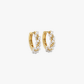 Gold plated hoop earrings with white pearls, Sea Whisper Earrings in 925 silver.