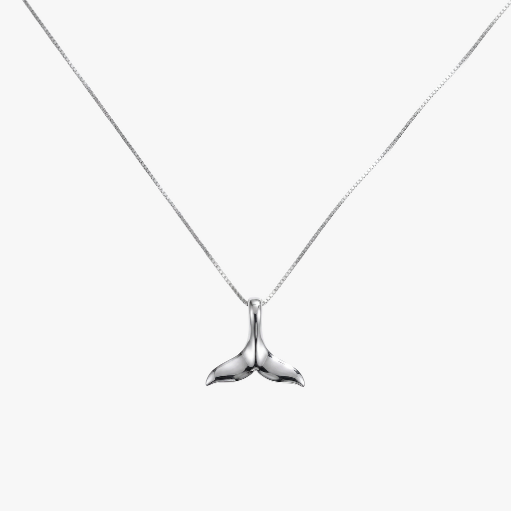Selene Necklace 925 silver whale tail pendant on delicate silver chain