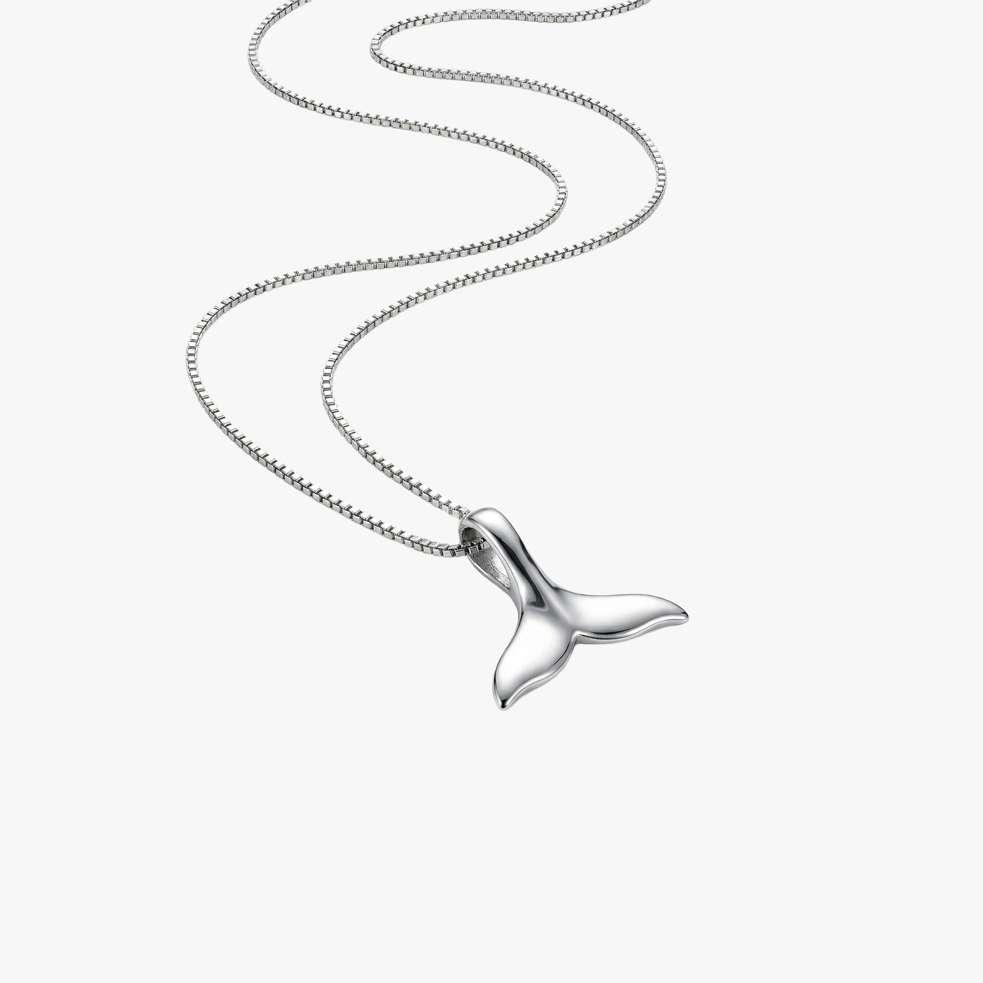 # Selene Necklace 925 Silver whale tail pendant on silver chain necklace