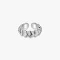 Shiloh Ring, textured silver 925 band with ridged wave pattern and open back design.