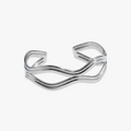 # Valentina Bangle: 925 Silver wavy cuff bracelet with polished silver plating and open design