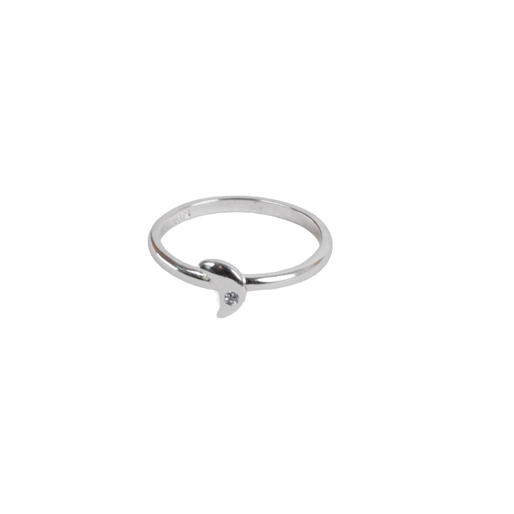 Luna Ring in 925 silver with small crystal stone heart charm detail