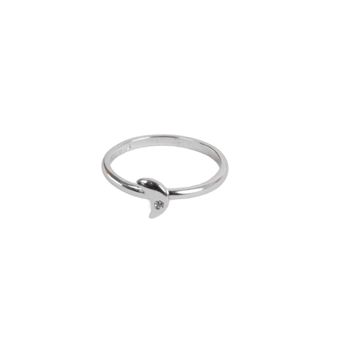 Luna Ring in 925 silver with small crystal stone heart charm detail