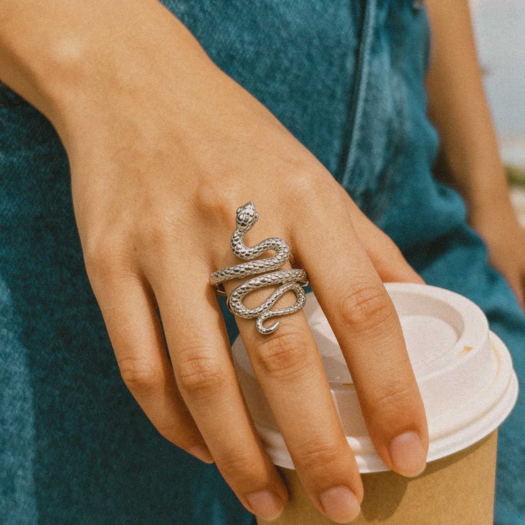 # Cobra Ring - 925 Silver Snake Ring with Detailed Scales and Textured Design